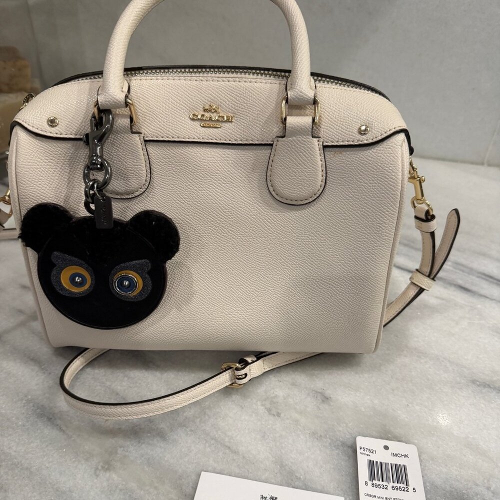 Coach Chalk Cream Mini Bennet Bag with Coach Retired Bag Charm